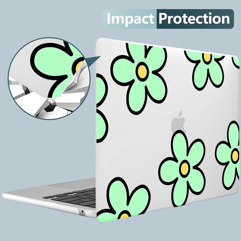 KEROM حافظة متوافقة لجهاز MacBook Air مقاس 13 بوصة 2025 M4، 2024-2022 M3 M2 A3240 A3113 A2681، تصميم أنيق وجذاب من البلاستيك الصلب وغطاء لوحة المفاتيح لجهاز MacBook Air مقاس 13.6 بوصة، زهرة بسيطة - Image 2